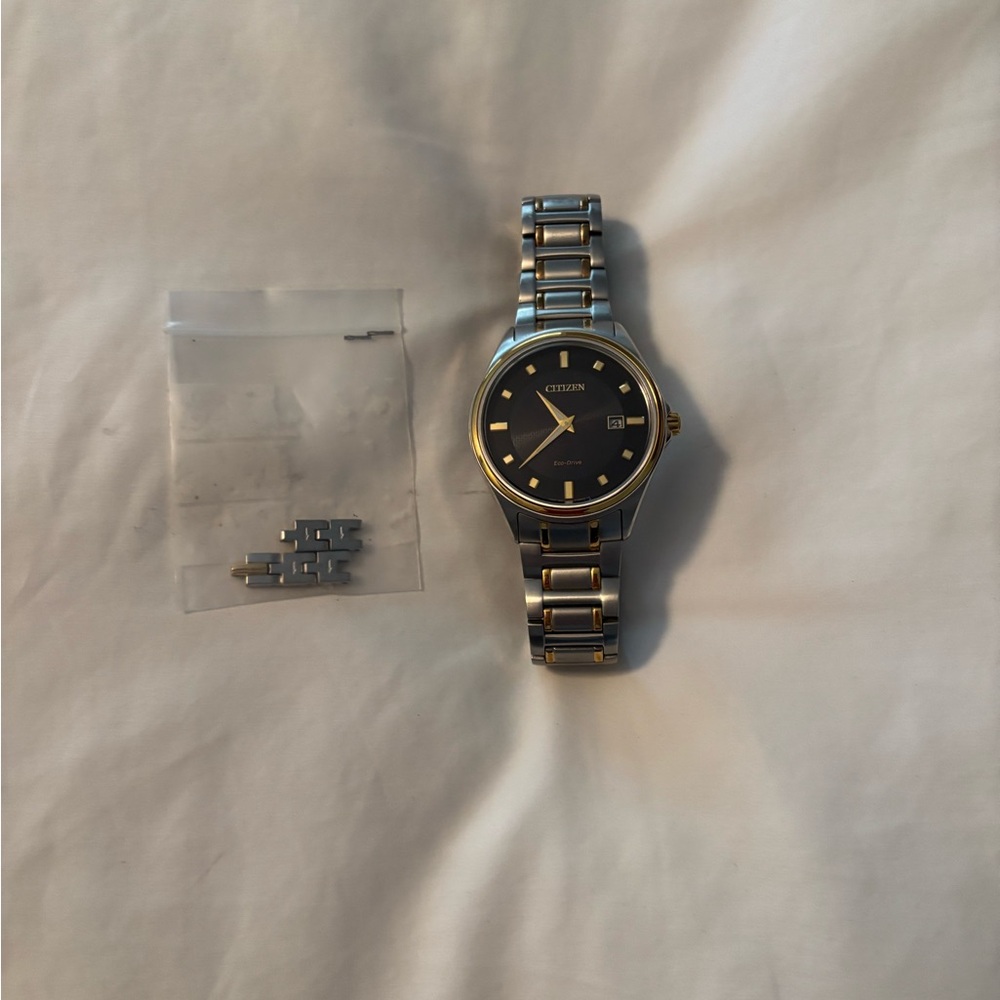Citizen Black Dial Watch with Silver and Gold Bracelet